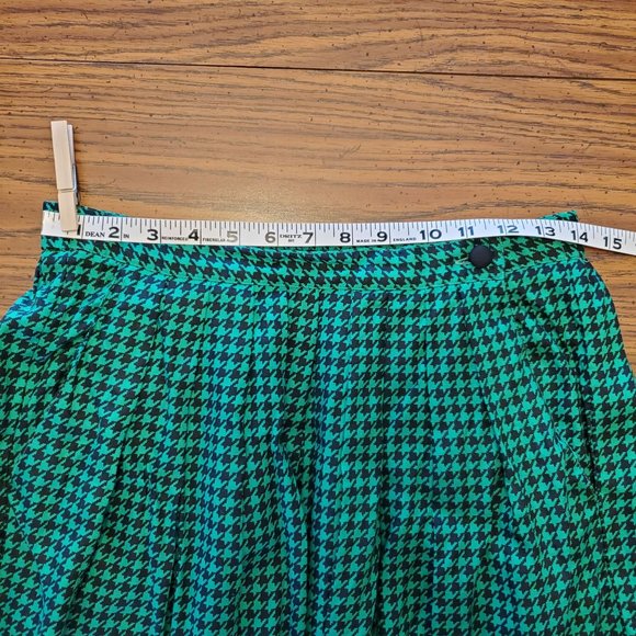 Vintage Green & Black Houndstooth Co-Ord Jacket & Skirt Set Women Medium Petite - Picture 16 of 16